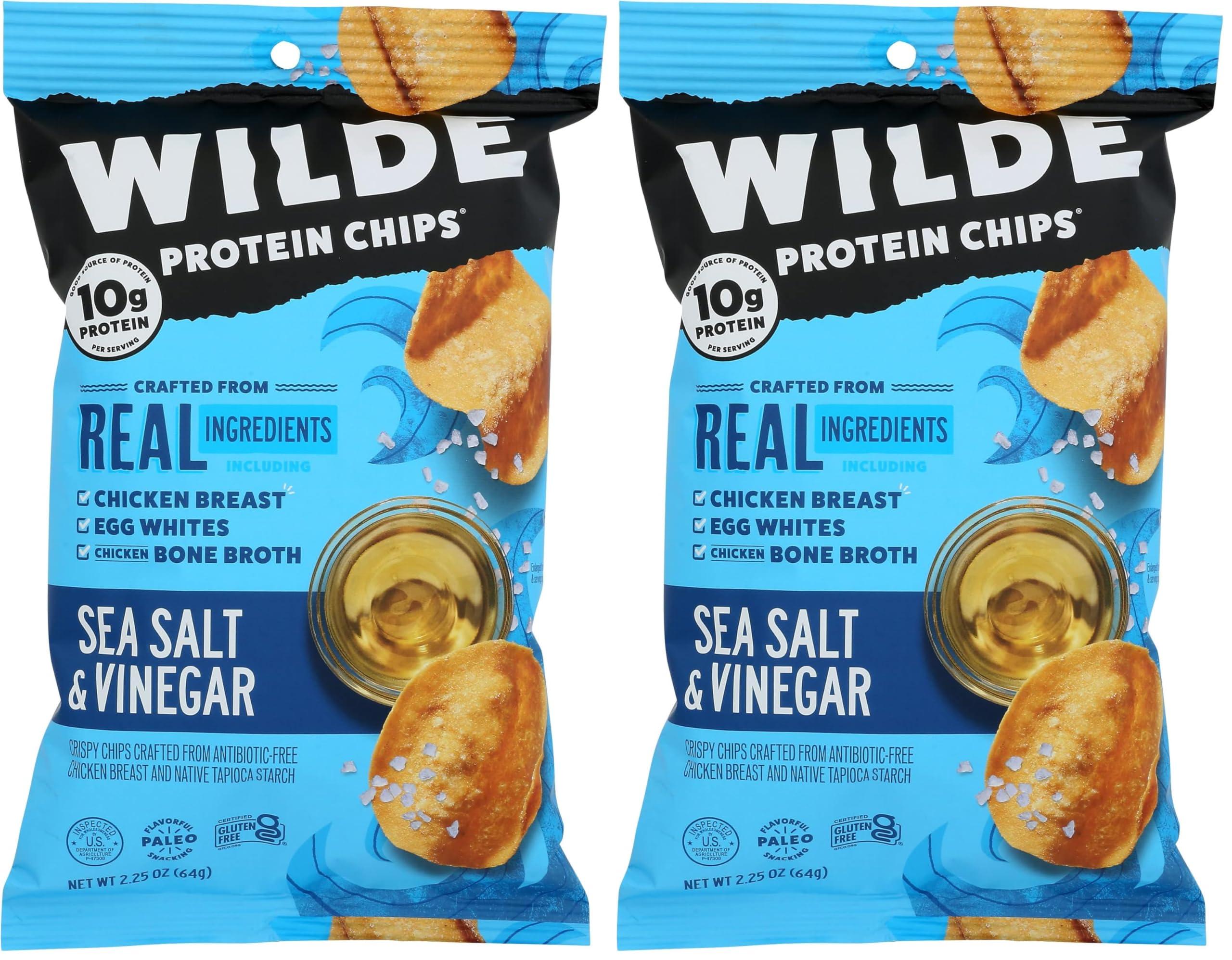 Wilde Chips Wilde Brands Sea Salt Vinegar Chicken Chips, 2.25 Oz (Pack of 2)