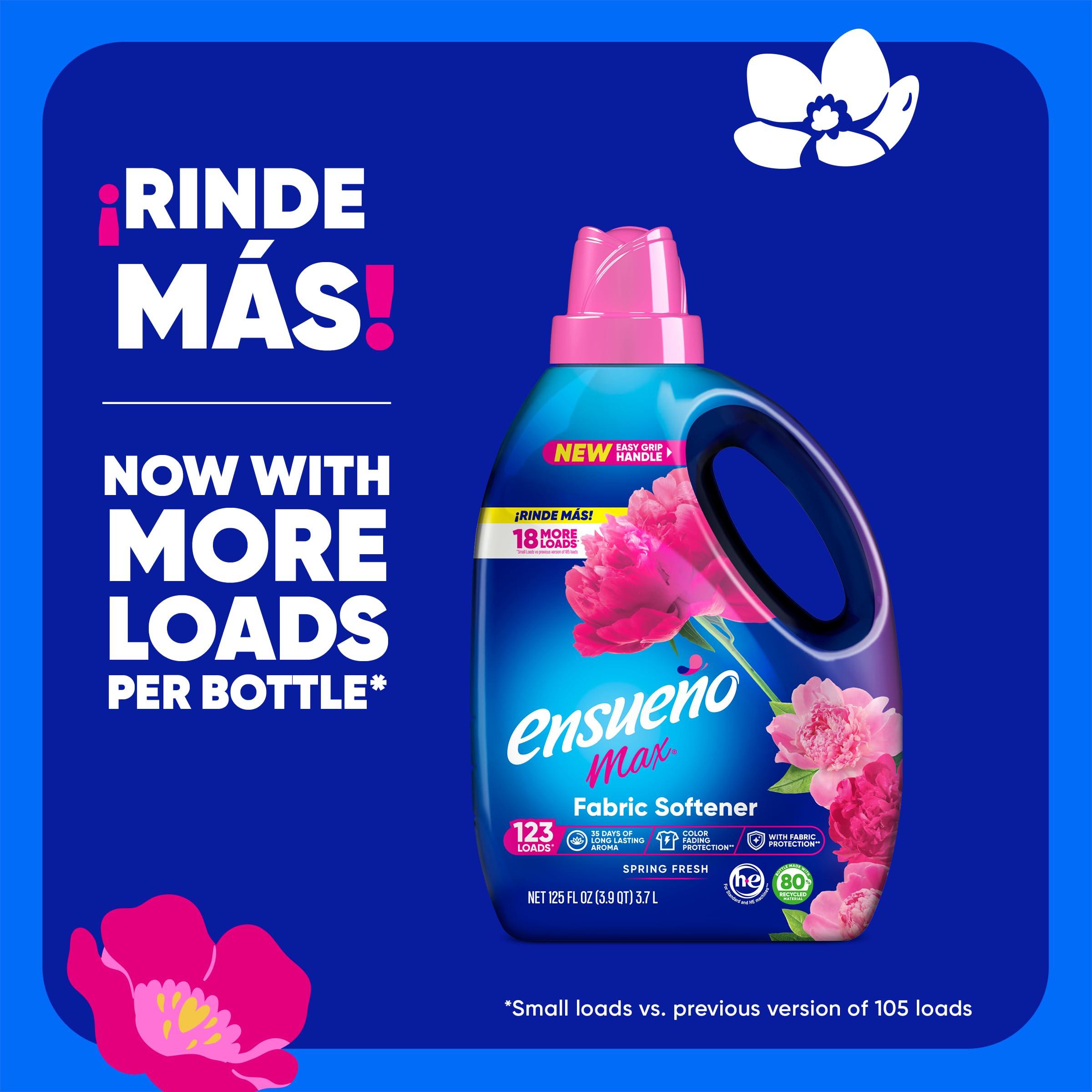 ENSUEÑO Ensueño - Max Liquid Fabric Softener- With Long-Lasting Freshener And Wrinkle Eliminating formula, Spring Fresh Scent - (125 oz)