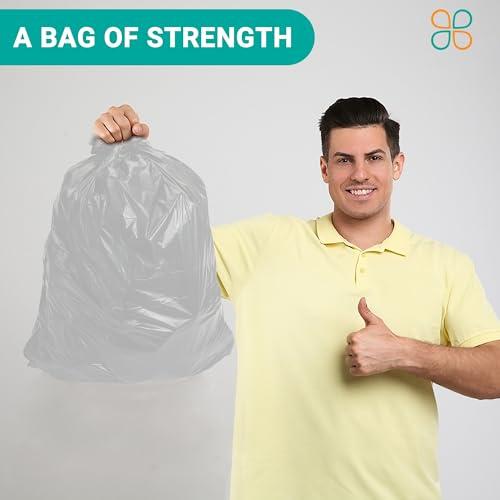 PlasticMill PlasticMill Heavy Duty Trash Bags - Clear Garbage Bags - Plastic Trash Bags - Kitchen, Bathroom, Office Garbage Bags, Trash Can Liners - 4-Gallon Small Trash Bags, 6 Microns, 17\"x18\" (100-Count)