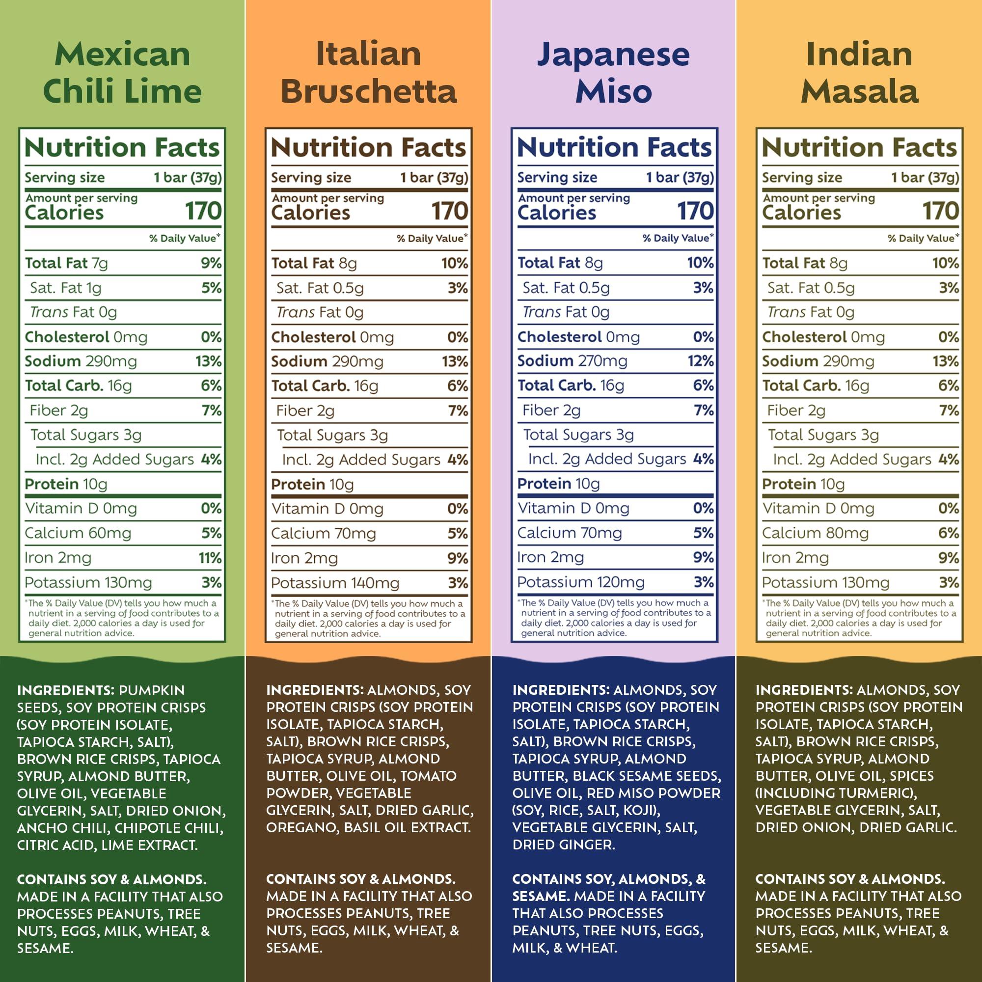 Afar Afar Savory Protein Bars Low Sugar, High Protein Healthy Snack for Adults Meal Replacement Bar Rice Crispy Texture Vegan, Gluten Free (16 Bars, Variety Pack)