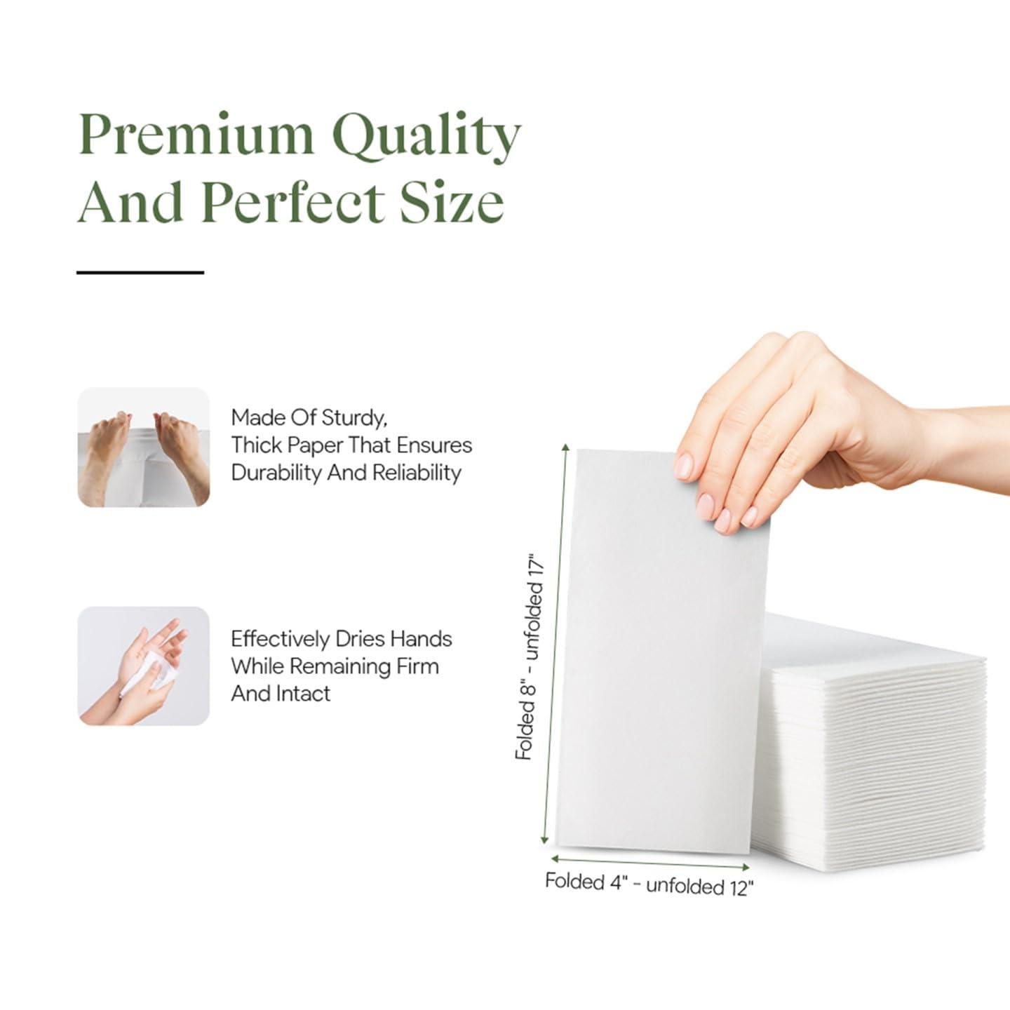 Nechtik 100 Disposable Linen Feel Guest Towels - Paper Hand Towels for Bathroom - Cloth Like White Paper Towel - Cocktail Hand Napkins - Highly Absorbent, Soft Fancy Guest Hand Towels 12\" X 17\" (Pack Of 100)