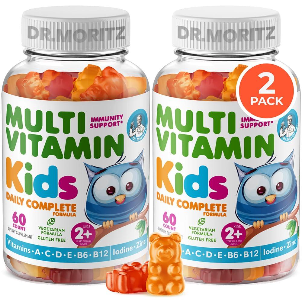 DR. MORITZ DR. MORITZ Kids Multivitamin Gummies - with Kids Vitamins A C D E B6 B12 Zinc and More - Complete Daily Support - Vegetarian and Non-GMO, 2 Pack (120 Count)