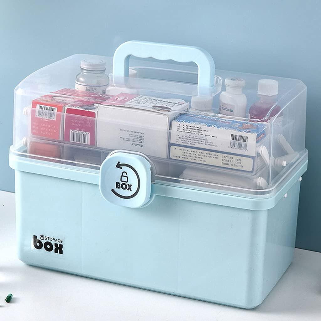 luckxuan First Aid Kit/Medicine Box First Aid Kit Plastic Medicine Box Household Large-capacity Multi-layer Storage Box Portable First-aid Medicine Storage Box Family First Aid Box ( Color : Bigblue Mug , Size