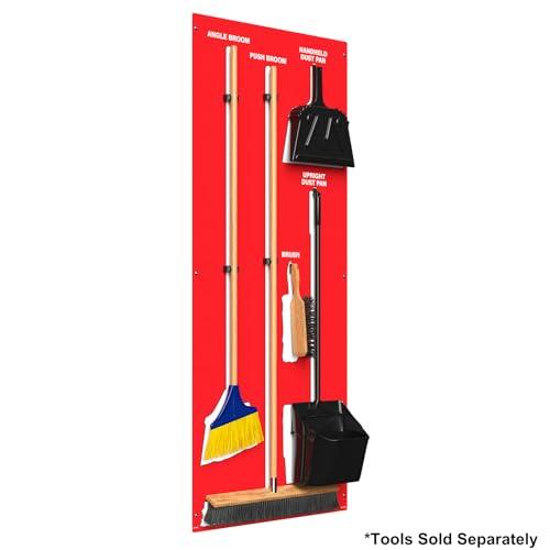 Accuform Clean & Sweep 5S Shadow Board/Wall Mount Broom Holder, 68\" x 30\" Board, 5S Cleaning Station - Board Only, Tools Sold Separately, Made in The USA by AccuformNMC, Red/White, PSB614RDWT