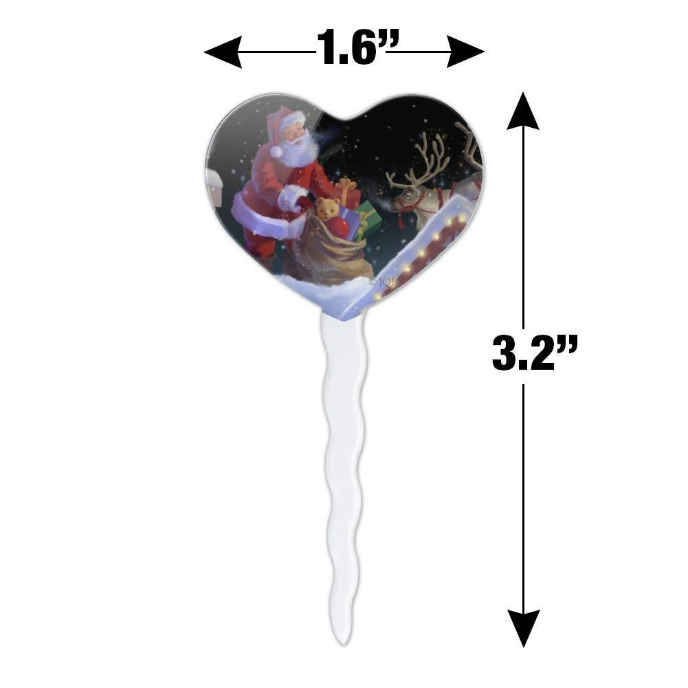 GRAPHICS & MORE Christmas Holiday Santa Rooftop Magic Heart Love Cupcake Picks Toppers Decoration Set of 6