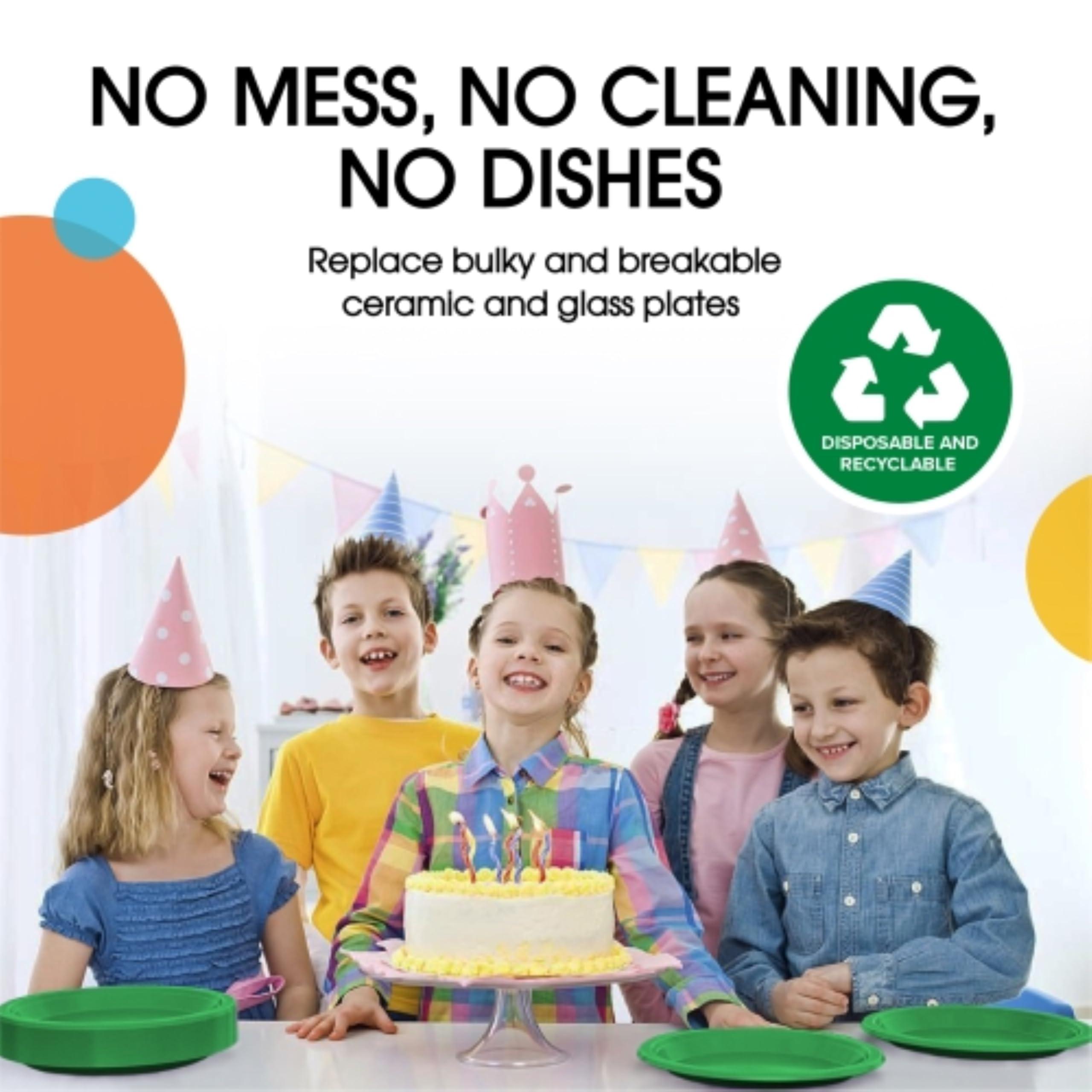 Exquisite Exquisite Green Plastic Plates Disposable 9\" Green Plastic Dinner Plates 50 Pcs Green Disposable Plates Plastic Plates For Party Plates Disposable Heavy Duty 350 GSM Green Plates For Party