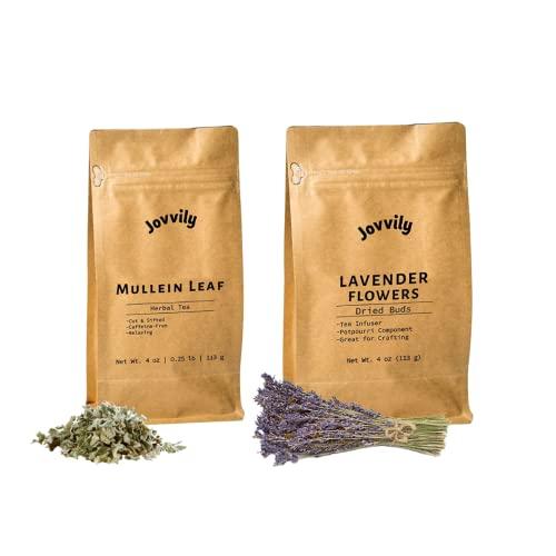 Jovvily Jovvily Mullein & Lavender Bundle- 4 oz - Cut & Sifted - Warm Teas - No Additives