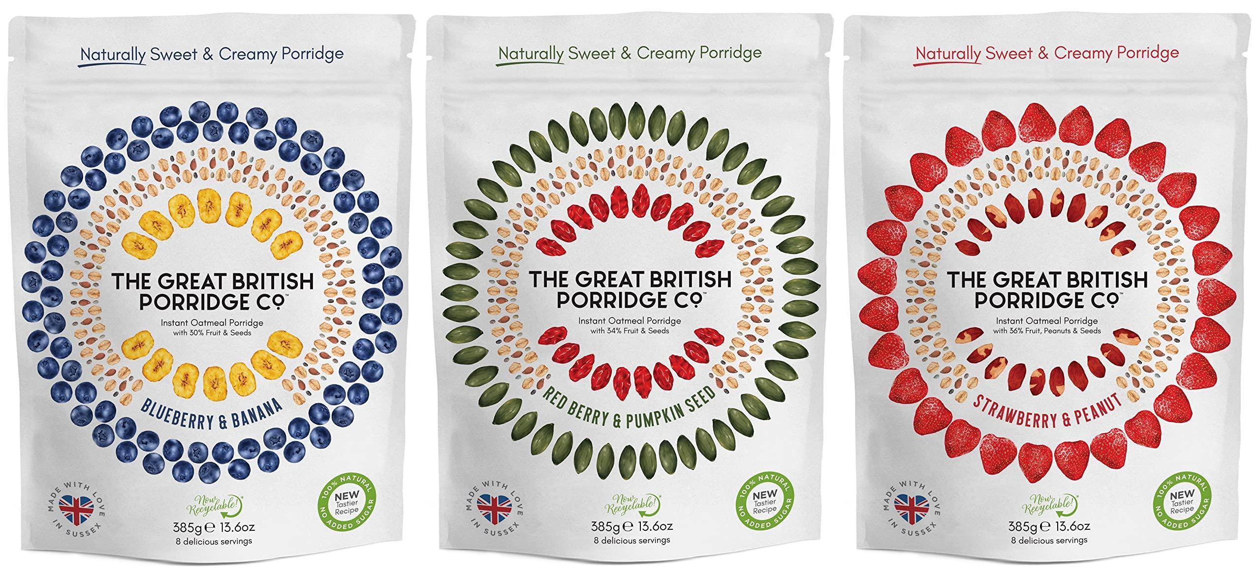 The Great British Porridge The Great British Porridge Co Gluten Free & Vegan Friendly Nutritious Instant Porridge (Variety Pack, 3-Pack)