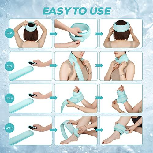 HEALSTOK Neck Ice Pack Wrap,Cervical Ice Pack,Cold Compress Ice Packs for Neck Injuries Reusable Cold & Hot Therapy Adjustable Flexible Gel Migraine Ice Head Wrap for Neck Pressure. (Ice Blue)