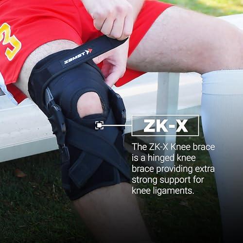 Zamst Zamst ZK-X Sports Knee Brace With Metal Hinges Protecting the Knee Ligaments For Moderate Sprains Of the ACL, MCL, LCL-for Basketball, Volleyball, Soccer, Football, Lacrosse, Ice Hockey-Black, 2XL