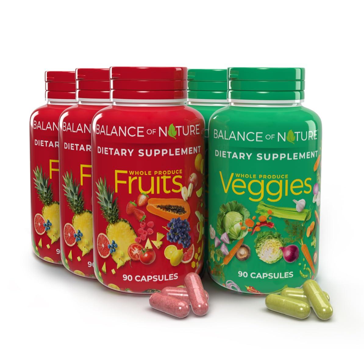 Balance of Nature Balance of Nature Whole Food Supplement with Fruit and Vegetable Ingredients for Women, Men, and Kids - 90 Capsules, 3 Sets
