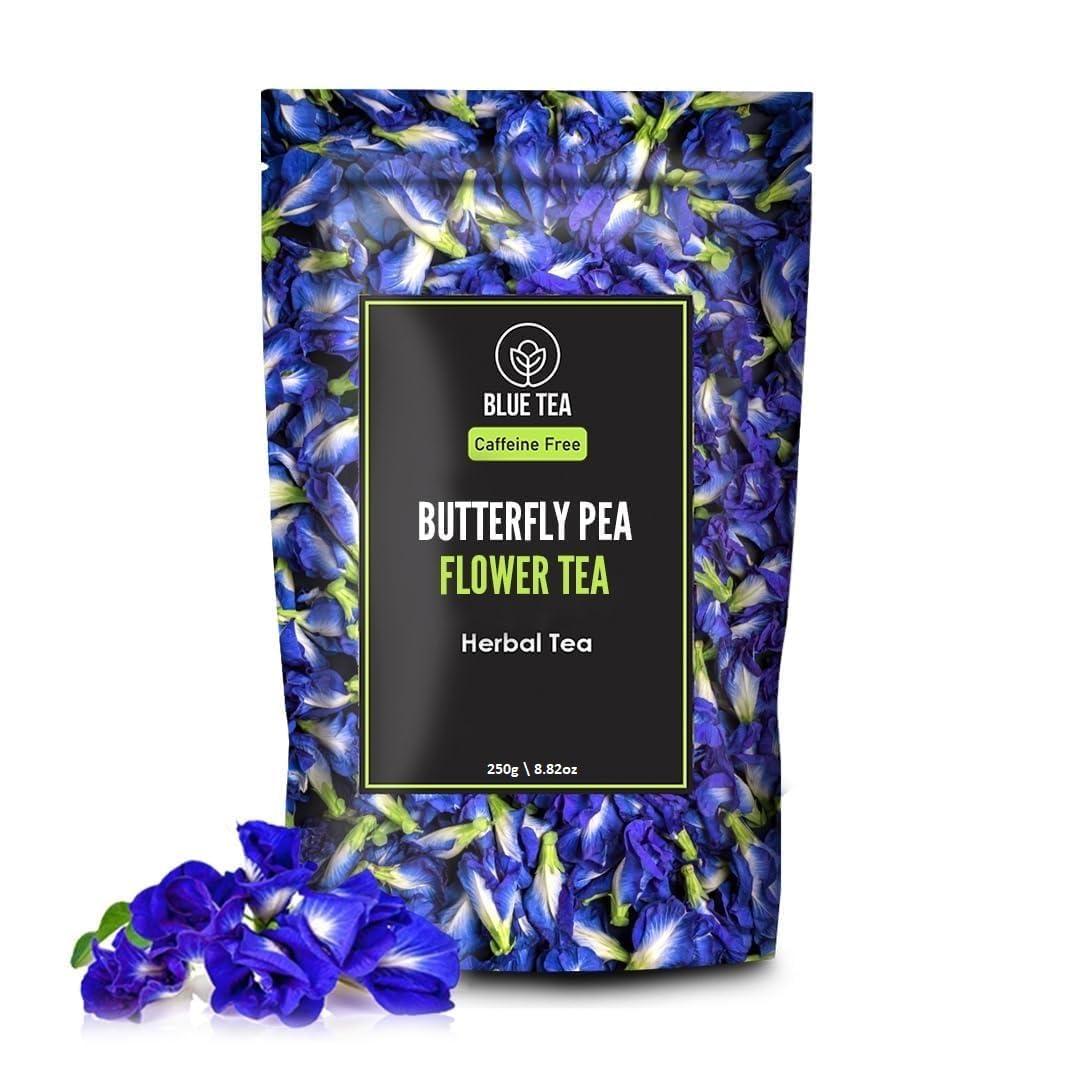 BLUE TEA BLUE TEA - Butterfly Pea Flower Tea - 8.82 Oz (500+ Cups) Loose | HALLOWEEN GIFTS | SUPER ANTIOXIDANT | Flower Based - Herbal Tea - Caffeine Free - Non-GMO - No Preservatives - Vegan - Detox Tea | Zipper Pack