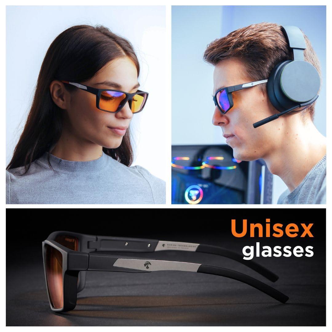 Horus X Horus X - Gaming Glasses | Blue Light Blocking Computer Screen Glasses | Anti Fatigue & Eyestrain for Men and Women | Black