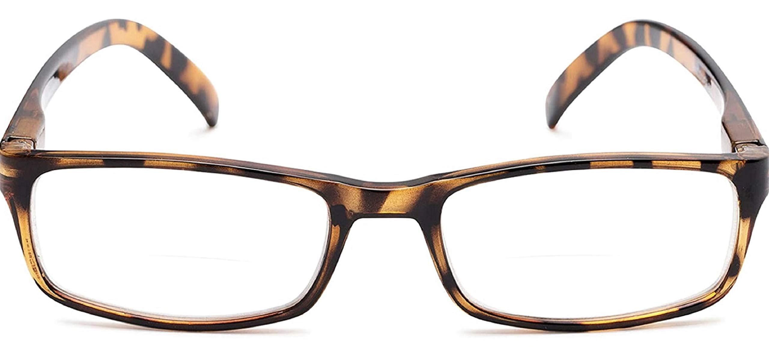 Incredible Bargains The Vancouver Unisex Vintage Retro Square BIFOCAL Readers + 1.25 Tortoise