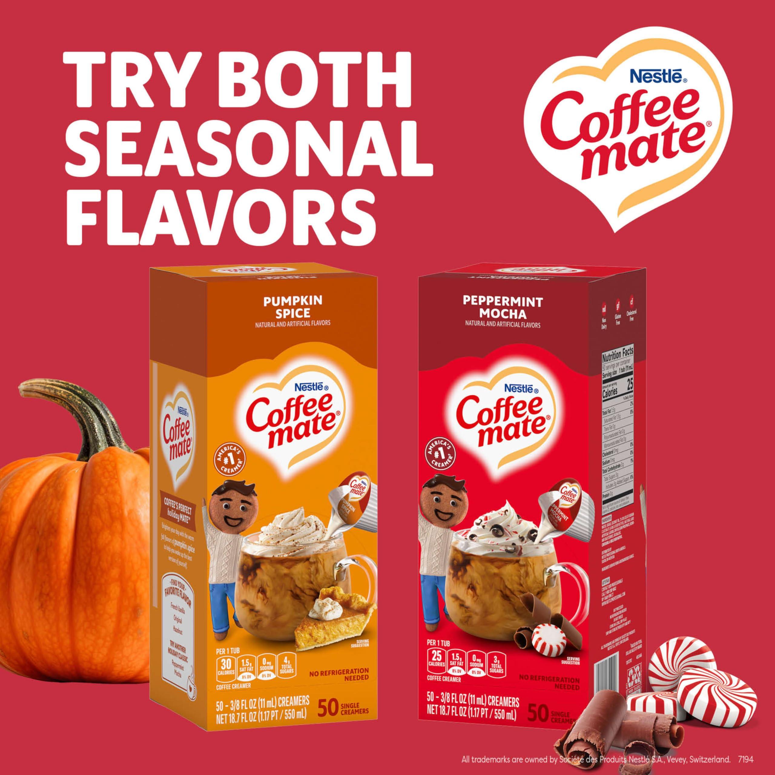 Nestle Coffee-mate Nestle Coffee mate Coffee Creamer, Peppermint Mocha, Liquid Creamer Singles, Non Dairy, No Refrigeration, 0.375 fl oz Tubs (Pack of 200)
