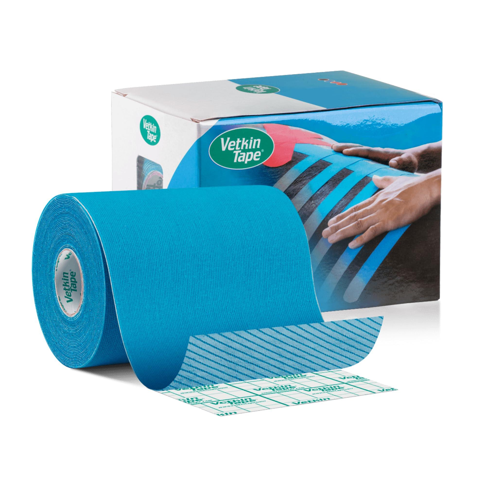 VETKIN VetkinTape Veterinary Kinesiology Tape Blue | kinesiology Tape For Horses & Dogs | Equine & Canine Kinesiotape | Latex Free and TV Quality Mark Certified Ktape | 4 inch | Pack of 1 Roll