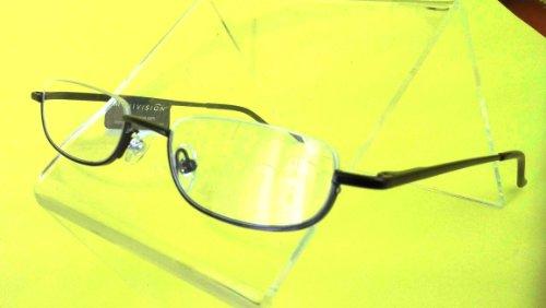 2 Pairs Magnivision Compact Semi Rimless Reading Glasses with Spring Hinges Hard Tubes One Brown One Black 2.50 strength