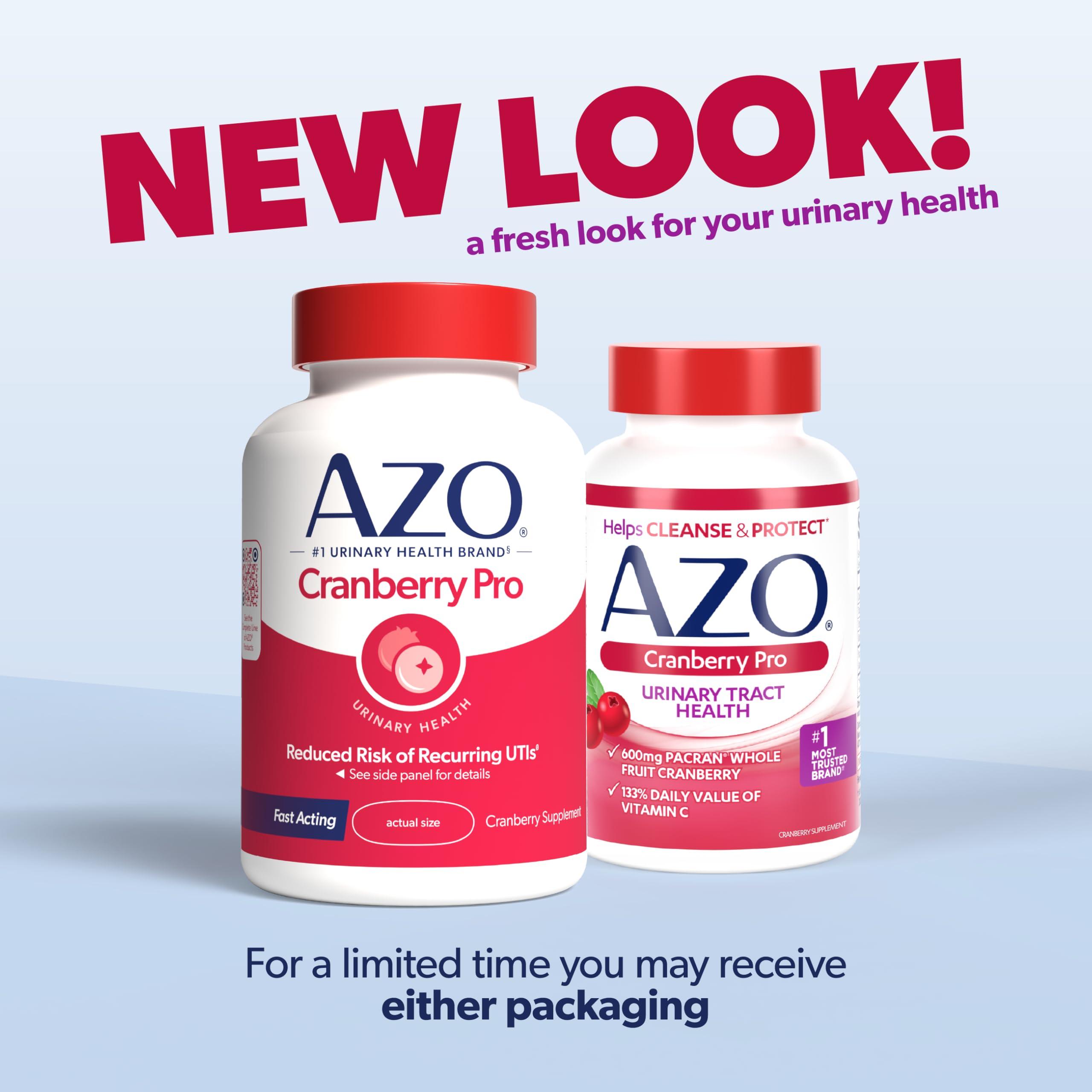 AZO AZO Cranberry Pro, Cranberry Pills for Women & Men, 600mg Pacran, Made with Concentrated Whole Fruit Cranberry Powder to Help Cleanse and Protect The Urinary Tract*, Sugar Free, Non-GMO, 100 Softgels