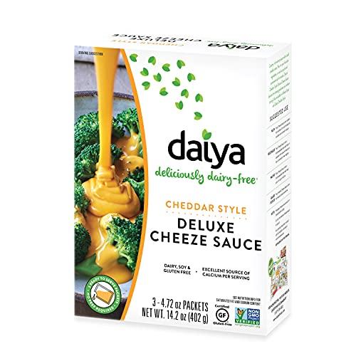 Daiya Daiya Cheddar Style Cheeze Sauce , Plant-Based Macaroni & Cheese Sauce , Vegan, Dairy Free, Gluten Free, Soy Free, Rich Cheesy Flavor, Box Contains 3 Packets (2 Servings Each), 14.2 Ounce (Pack of 1)