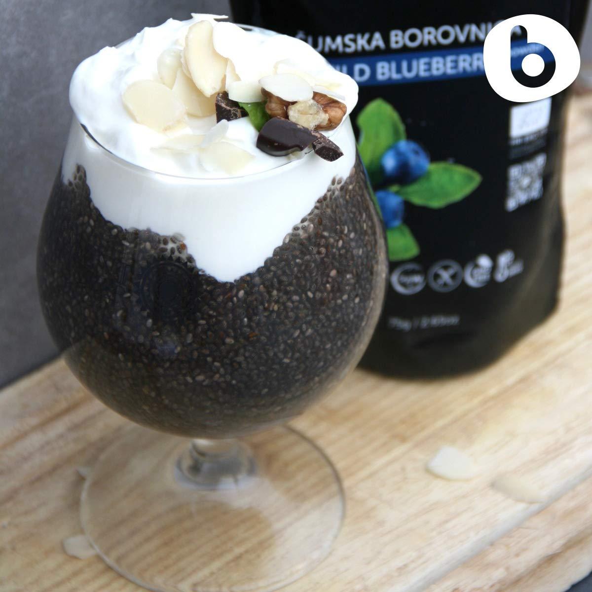 b Organic Wild Blueberry Powder from Freeze Dried Wild Blueberries, Bilberries, Antioxidant Superfood, for Smoothies, Baking and Flavoring, 2.65oz