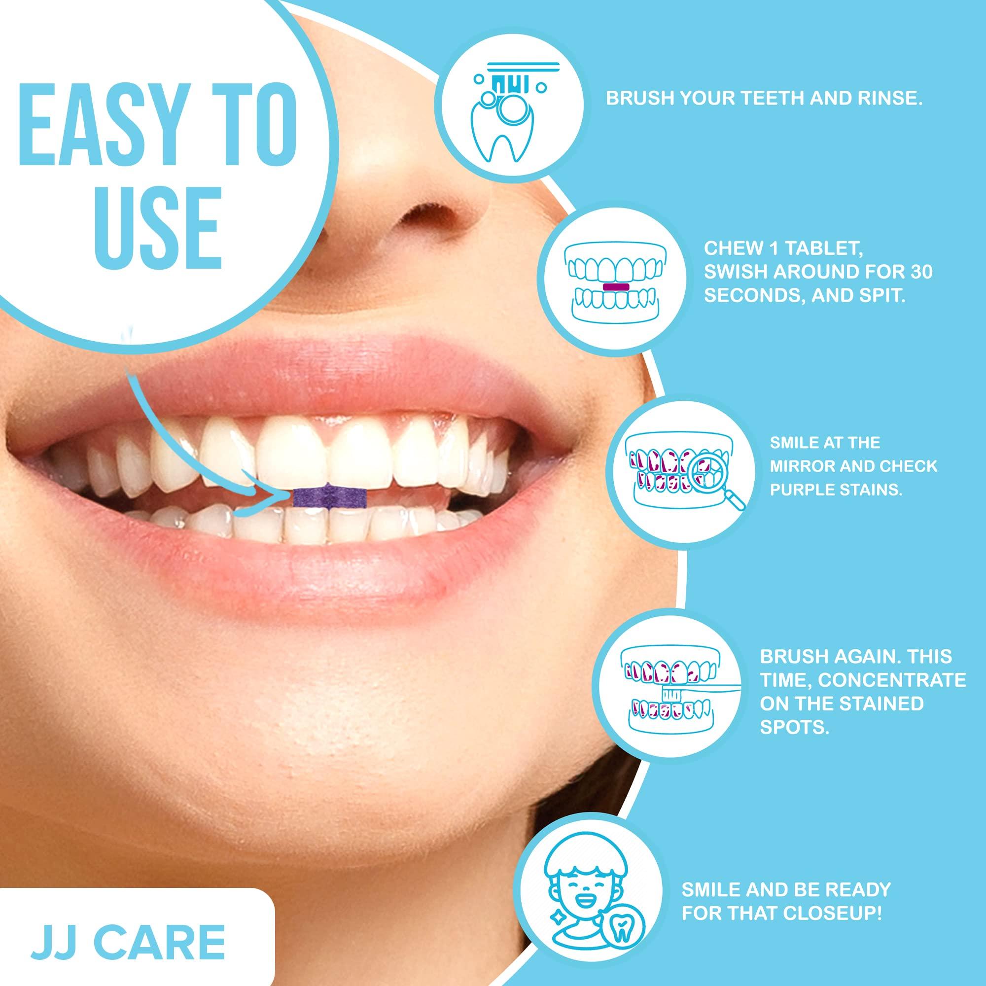 JJ CARE JJ Care Disclosing Tablets for Kids - 120 Count Plaque Disclosing Tablets, Berry Flavored Dental Plaque Tablets for Kids and Adults, Individually Wrapped Plaque Disclosing Tablets