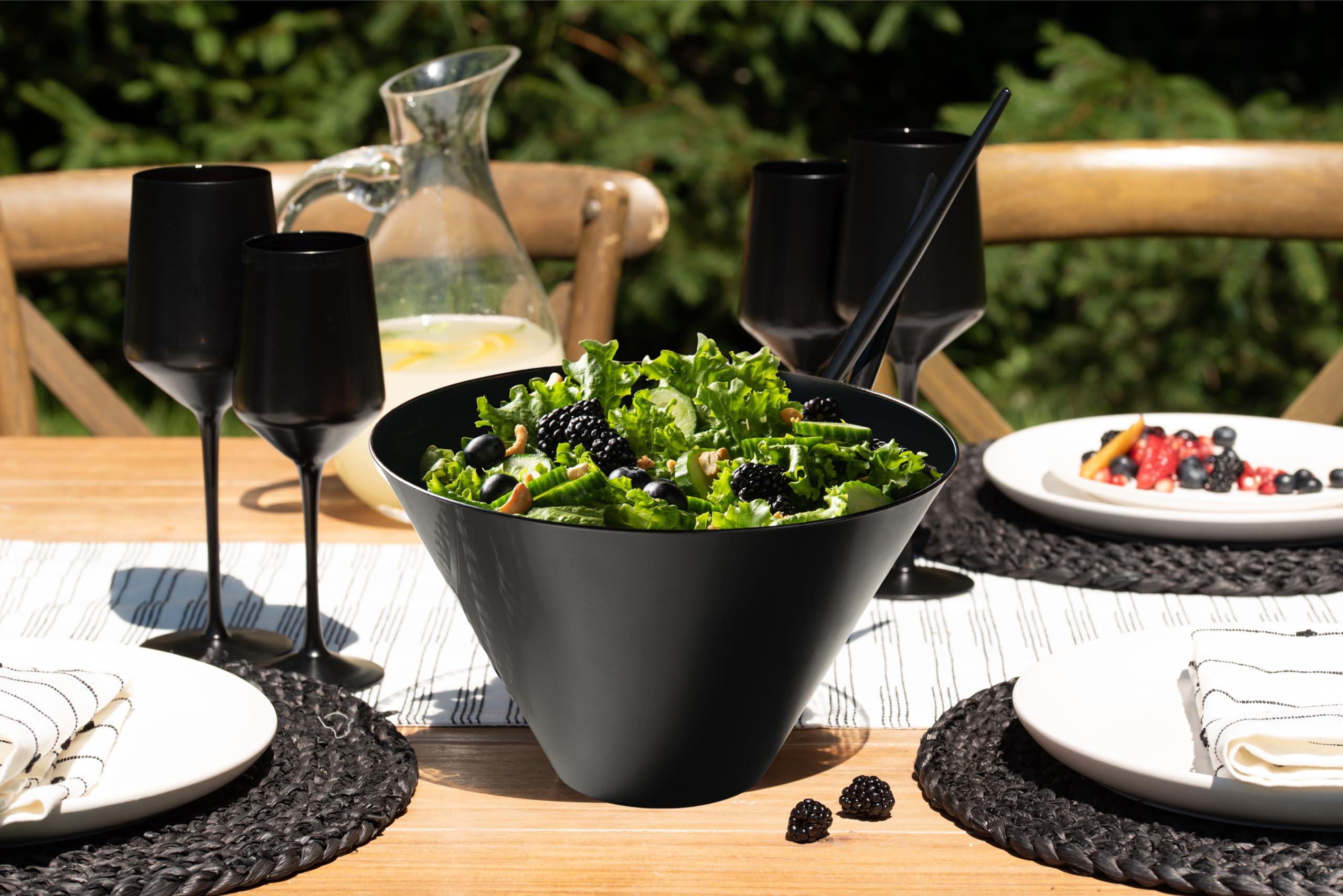 Posh Setting Posh Setting Black Serving Bowl, Round Disposable Large black plastic bowls for Snack Salad Bowls, Serving Bowls for Parties, Acrylic Party Supplies, Candy Bowl [5 Pack - 96 oz]