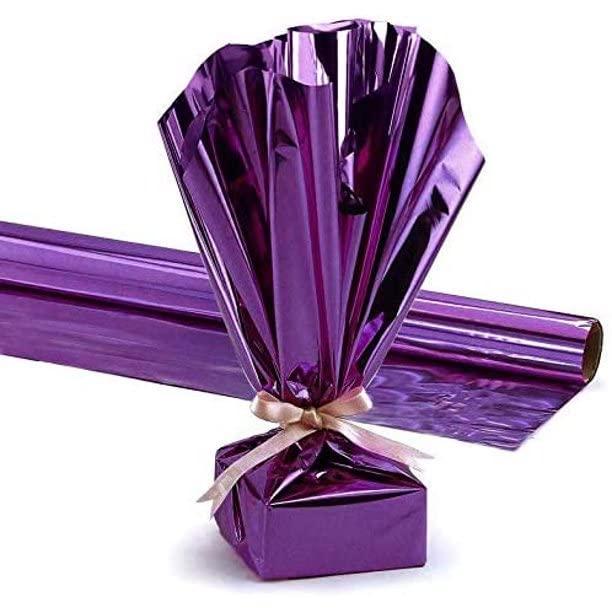 PMU PMU Gift Wrap Mylar Roll - Highly Reflective Metallic Foil Paper - Perfect Wrapping Paper for Gifts, Baskets, Wedding, Birthday, Christmas, Arts & Crafts, Balloon Weights, Purple, 48 Inch X 100 Feet