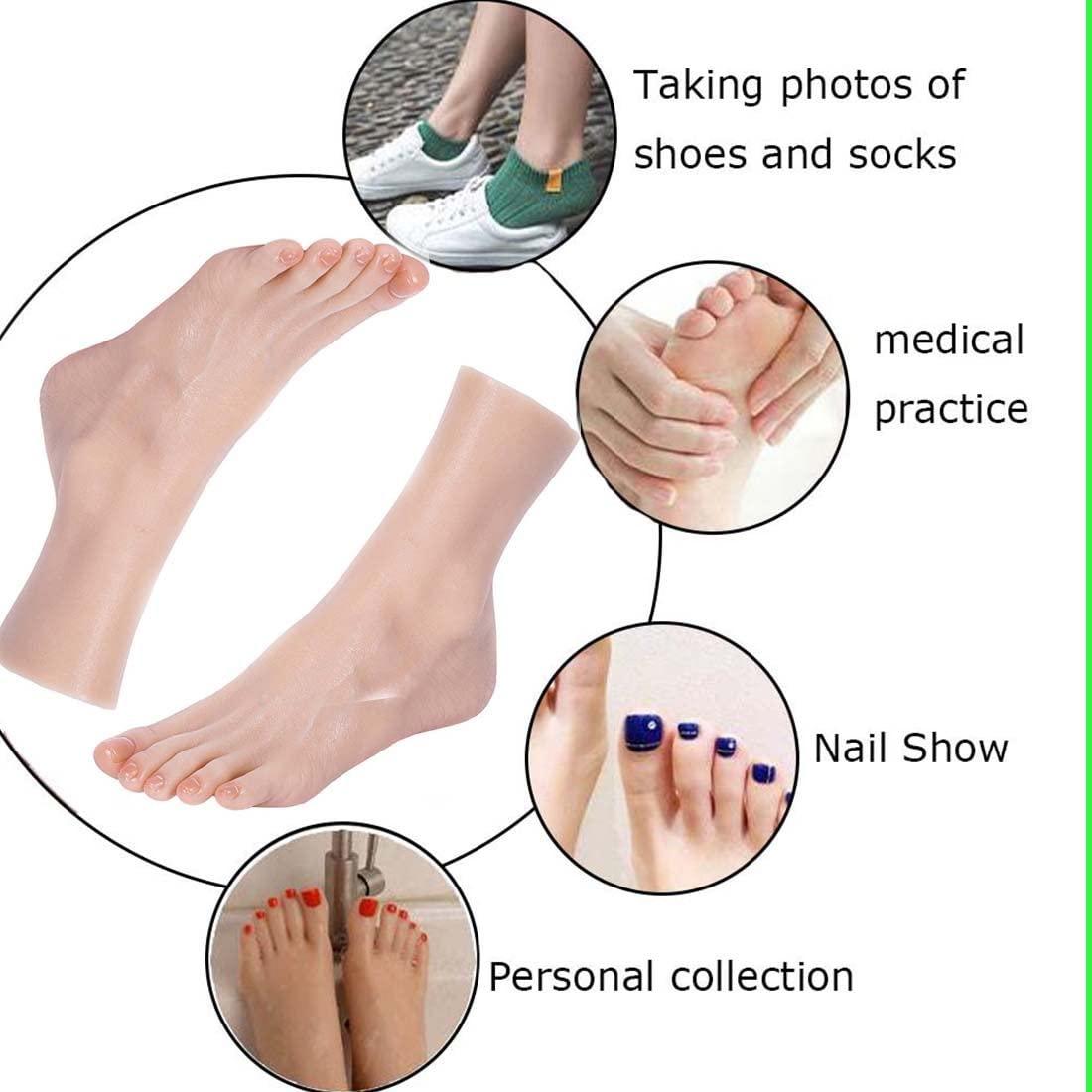 QCMGBH Simulation Foot Model, Real Cast, Foot Model, Prosthetic Foot Display, Nail Art, Costume Props,silicone Foot Model,Bone-1pair