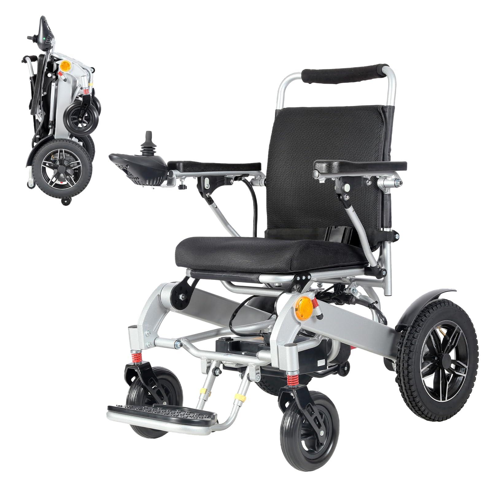 EvoTraQ EvoTraQ Electric Wheelchair for Adults, Lightweight & Foldable, Motorized Wheelchairs for Seniors, FSA/HSA Eligible, Up to 300 lbs Capacity Power, USA Based Surpport, Dual 250W Motors - Silver