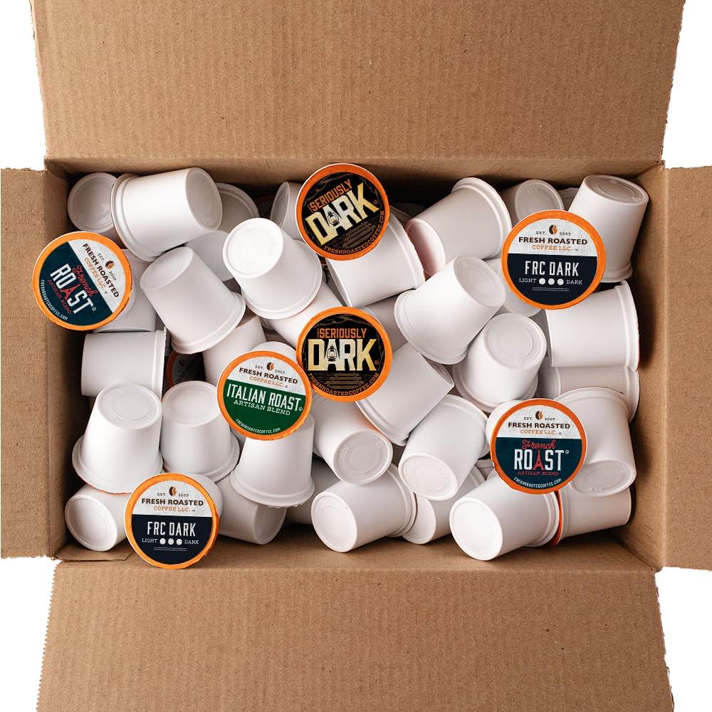 Fresh Roasted Coffee Fresh Roasted Coffee, Dark Roast Blend Variety Pack, K-Cup Compatible, 96 Count