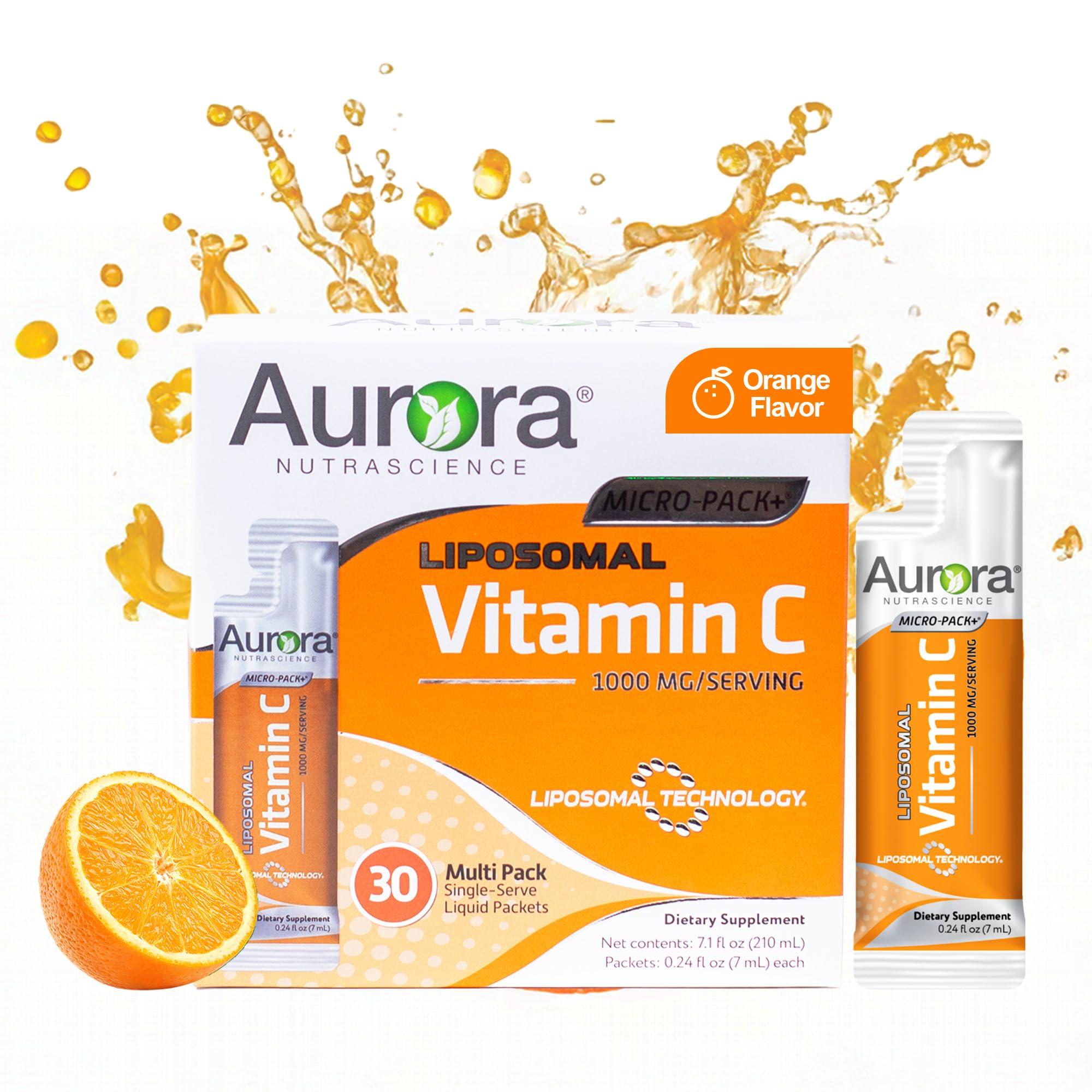 Vida Lifescience Aurora Nutrascience Micro-Pack Liposomal Vitamin C, Immune Support, 1,000 mg Per Serving, Gluten Free, Non-GMO, 30 Single Serve Packets, 21.7 oz
