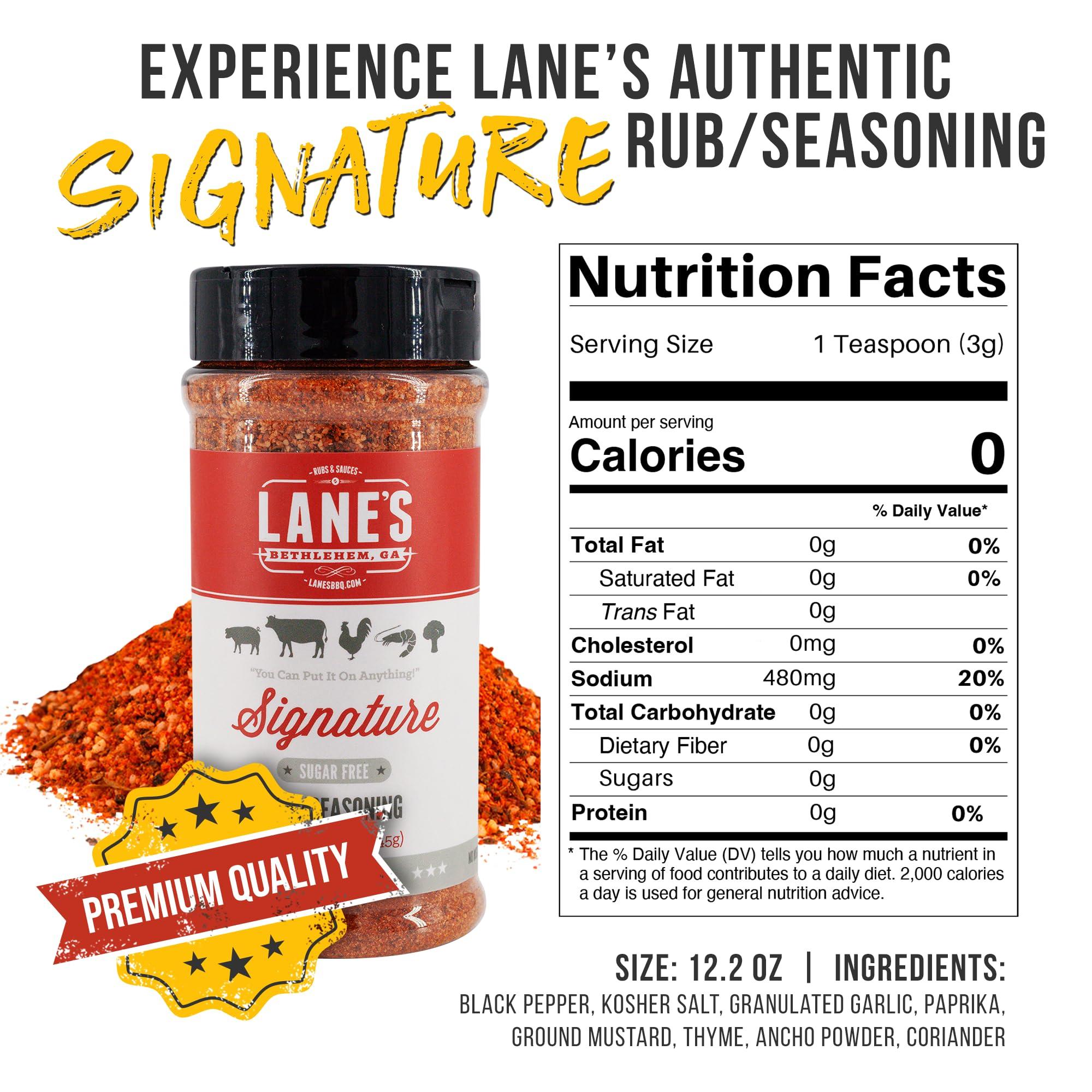 Lane's Lane\'s Signature BBQ Seasoning Rub, All-Natural BBQ Seasonings and Rubs, Perfect for Beef, Meat, Chicken & Pork Rub Seasoning, Made in USA, 12.2 Oz