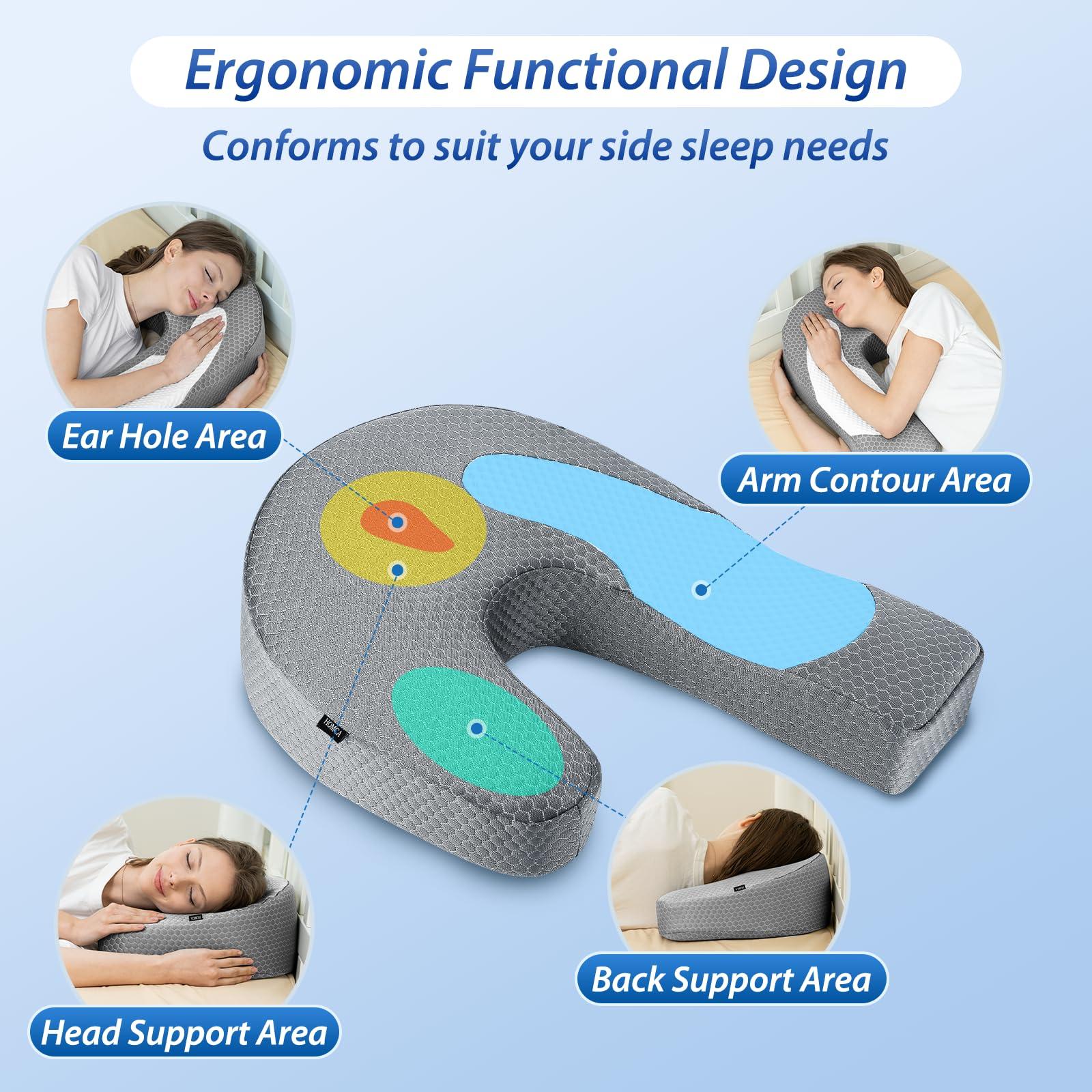 HOMCA HOMCA Side Sleeper Pillows for Adults, Memory Foam U Shaped Pillows for Neck and Shoulder Pain Relief, Ergonomic Shoulder Pillow for Side Sleepers with Cooling Removable Pillowcase