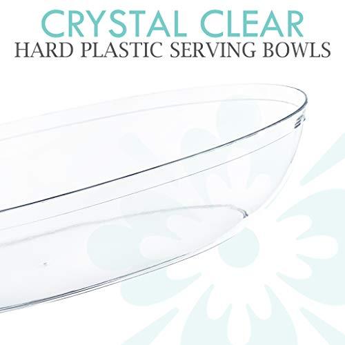 PLASTICPRO PLASTICPRO Disposable Oval Serving Bowls, Party Snack or Salad Bowl, 32-Ounce, Plastic Crystal Clear Pack of 8