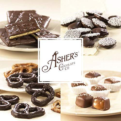 Asher's Chocolates Asher's Chocolates, Chocolate Covered Pretzels Assortment, Gourmet Sweet and Salty Candy, Small Batches of Kosher Chocolate, Family Owned Since 1892 (14.5 oz, Milk, Dark, and White Chocolate)