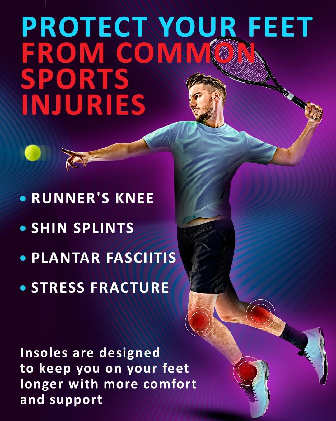 CRUVHEAL Sport Shock Absorbing Insoles - Athletic Shoe Cushioning Inserts for Men and Women - Ideal for Active Sports Running Training Hiking - Neutral Arch Good for Sneakers Shoes (S, Indigo)