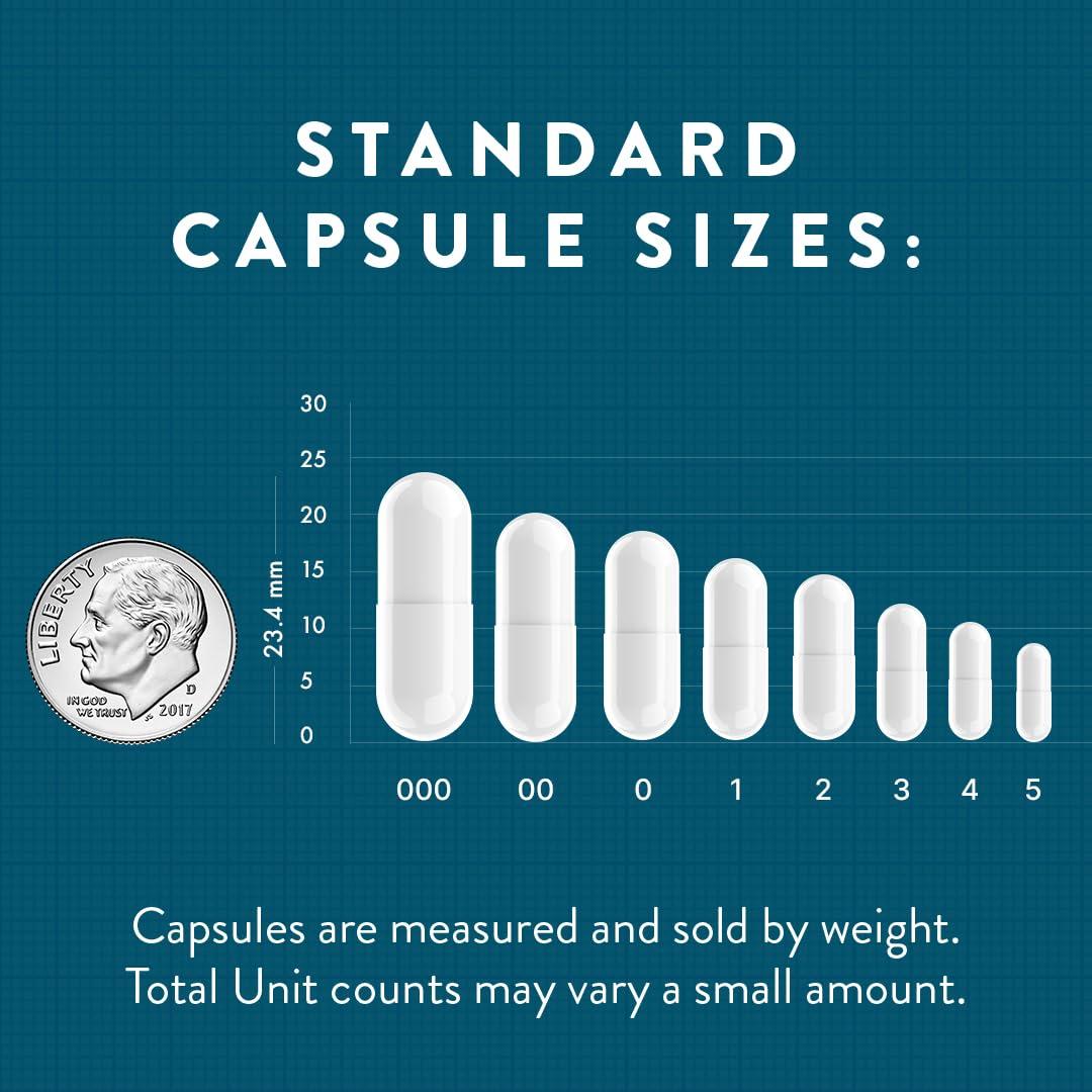PureCaps USA PureCaps USA - Empty Gelatin Capsules Size 00, 1,000 Empty Separated Gel Pills, White, Non-GMO Certified, Kosher, Gluten Free and Halal Certified, Pure Beef Gel Pill Capsules Empty