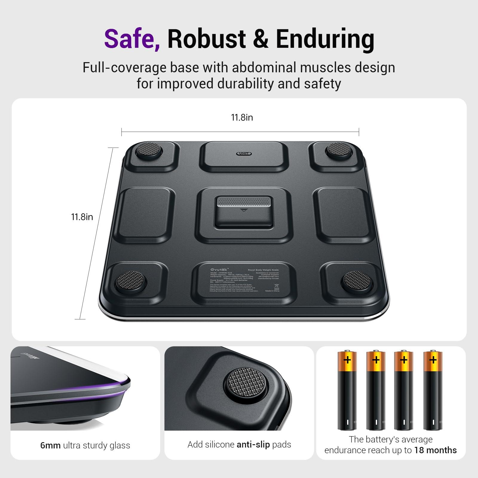 OVUTEK Ovutek Bathroom Scales Digital Weight, Topnotch Quality 450lb Weight Scale, Most Accurate to 0.05lb, Automatic Weighing Scale for Body Weight, Baby, Pet, Larger LED, Sturdy and Durable Base Machine