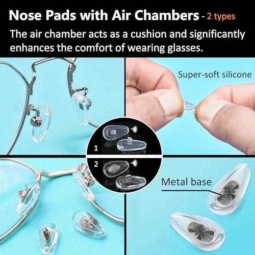 PTSLKHN PTSLKHN Screw-in Eyeglass Nose Pads, Glasses Nose Pads Replacement Kit, 12 Pairs of Soft Silicone Nose Pads for Eye Glasses, Sunglasses and Presbyopes