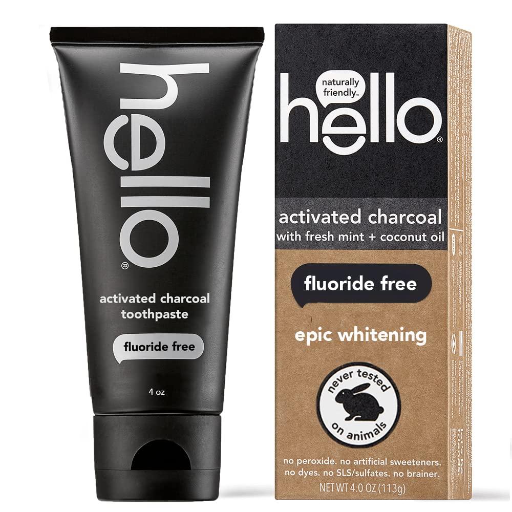 hello Hello Naturally Whitening Fluoride Toothpaste (3 Pack) and Activated Charcoal Epic Teeth Whitening Fluoride Free Toothpaste