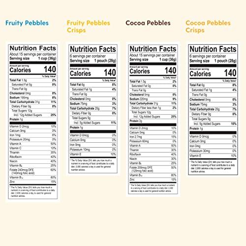 Post Pebbles Family Size Cereal and Crisps Variety Pack; Fruity Cereal (2), Cocoa Cereal (1), Fruity Multipack Crisps (2), Cocoa Multipack Crisps (1)