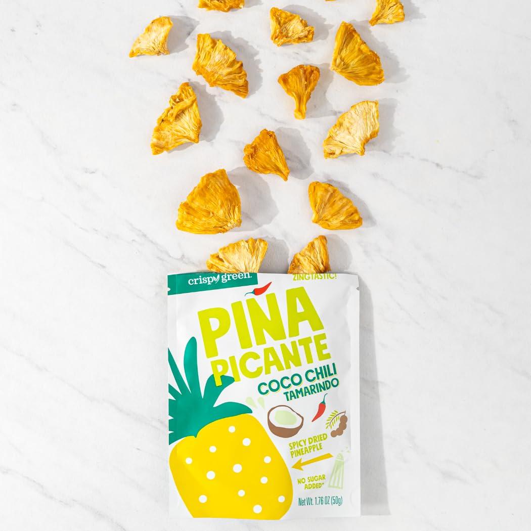 Crispy Green Crispy Green Pia Picante, Coco Chili Tamarindo Dried Pineapple, Healthy Real Fruit Snacks, 1.76 Ounce, 12 Single Serve Bags