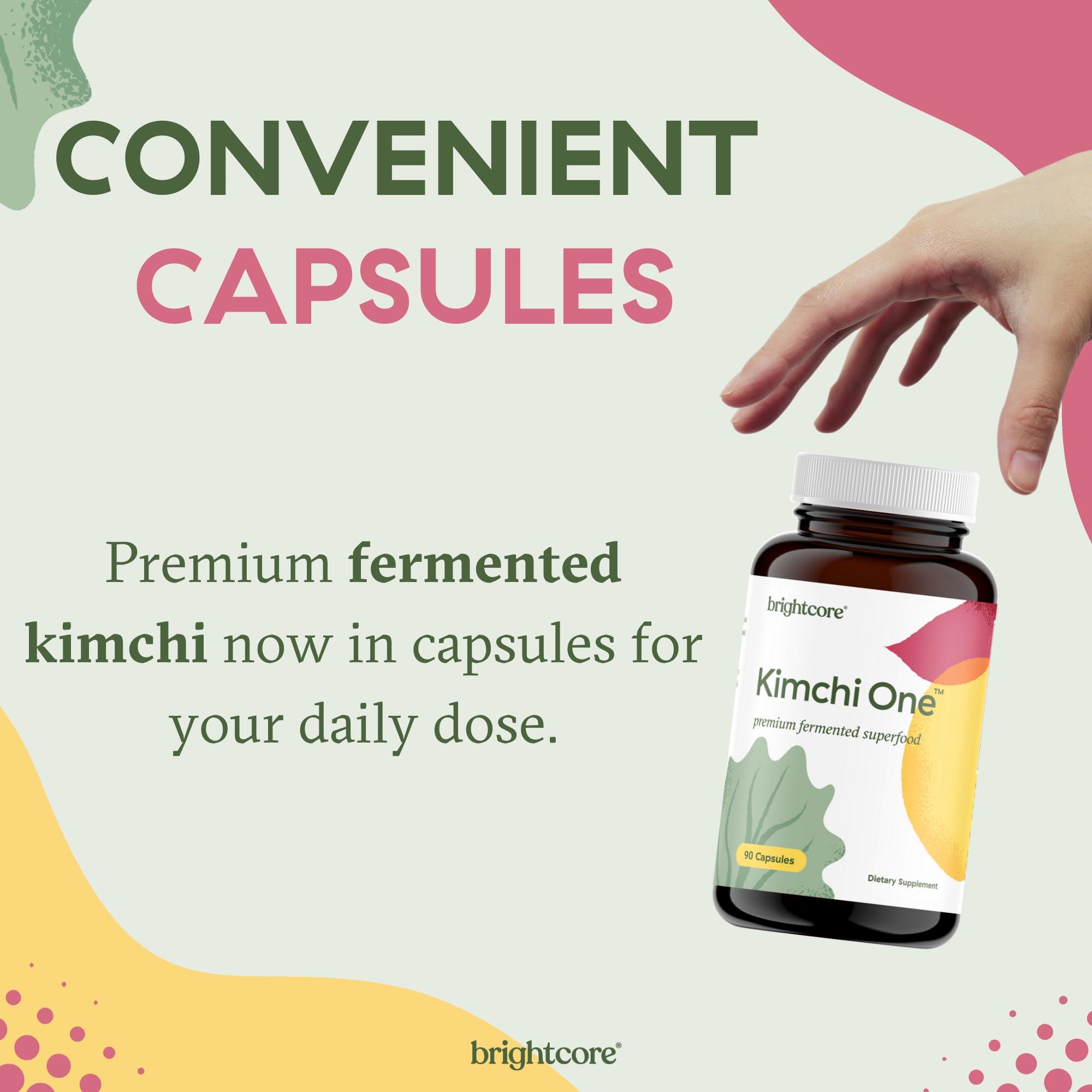 Brightcore Brightcore Nutrition - Kimchi One, Kimchi Powder Capsules, Probiotics, Enzymes, & Antioxidant Supplement, Premium Gut Health Superfood for Overall Well Being, Gluten-Free, 90 Vegan Capsules