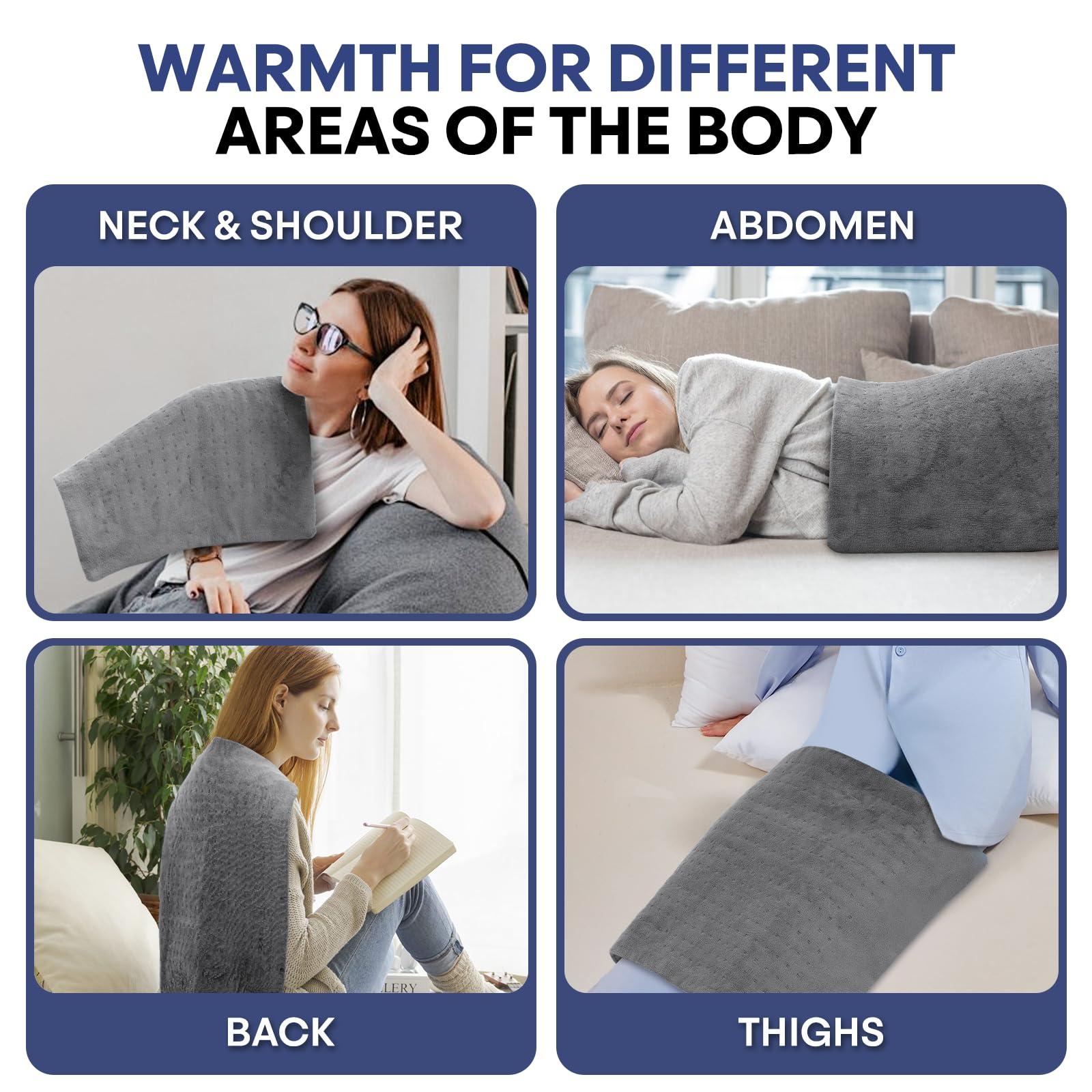 SFIHOME SFIHOME Electric Heating Pad for Shoulders and Back Pain Relief, 20" x 24" Soft Warm Electric Pad for Women, Men, Small Washable Heat Pad with Timer & 6 Heat Setting, Over-Heat Protection, Grey