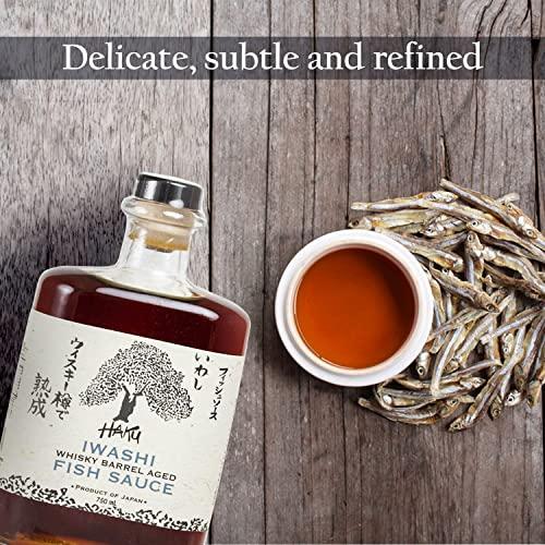 HAKU HAKU Iwashi Whiskey Barrel Aged Fish Sauce (750 ml) - Authentic Japanese Umami Anchovy Seasoning Sauce - Refined Traditional Gourmet Dip Sauce, Condiment, Marinade for Meat, Salad, Stir Fry & Soup