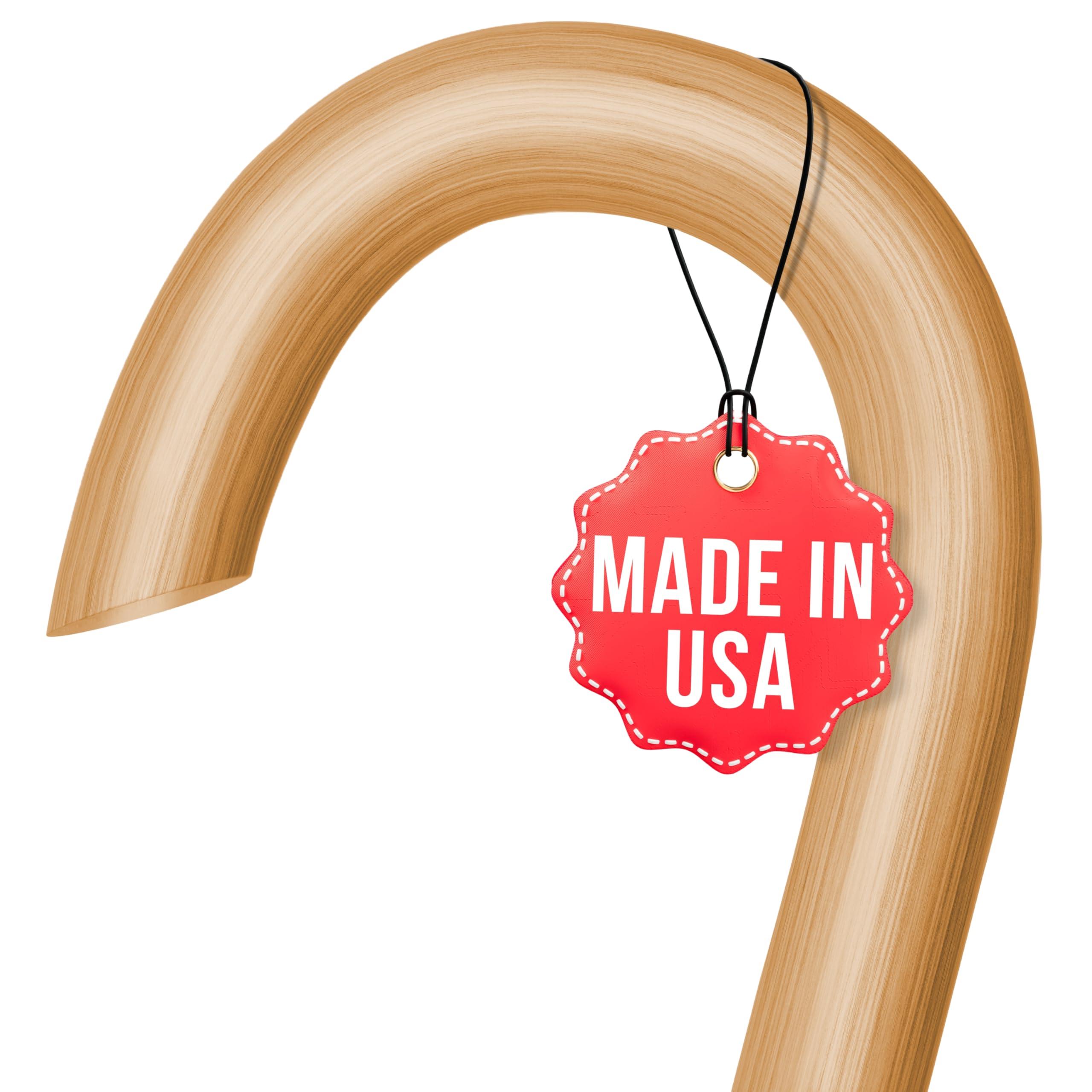 Cane Masters Cane Masters Handmade Wooden Classic American Walking Cane | Highly Durable American Hickory Wood Walking Cane | Ergonomic Handle and Body Grip, Anti-Slip Rubber Tip Wood (Glossy, 33\")