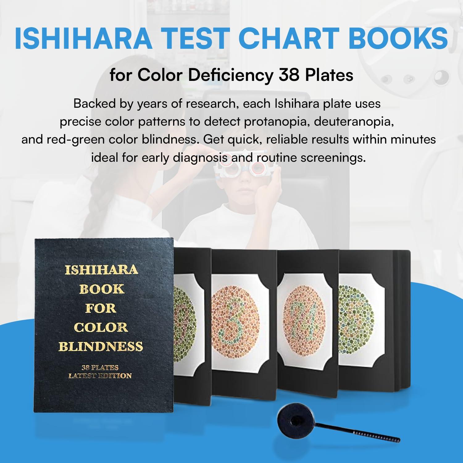 KANEHARA Ishihara Test Chart Books for Color Deficiency 38 Plates with User Manual and One Eye Occluder by KASHSURG