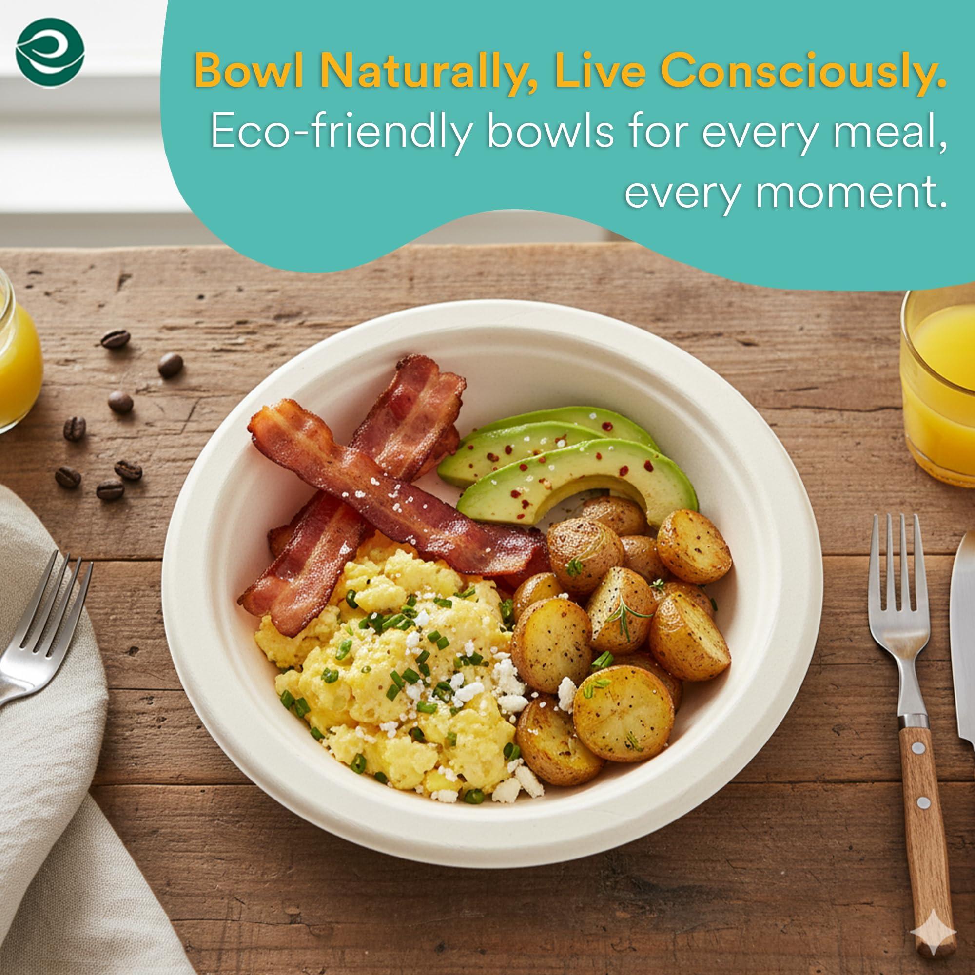 ECO SOUL ECO SOUL 100% Compostable 12 Oz Soup Bowls [4 Packs of 100] Disposable dessert bowls I Heavy duty paper bowl I Eco-friendly salad bowl I Biodegradable large Bowls