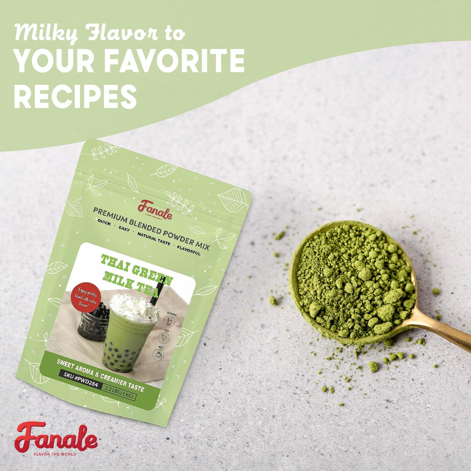 Fanale Fanale Premium Thai Green Bubble Tea Flavoring Powder for Boba Tea| Perfect for Baking, Smoothies, Desserts and Drinks | Instant Boba Bubble Tea Powder for Milk Tea - 2.2 Pounds (Pack of 20)