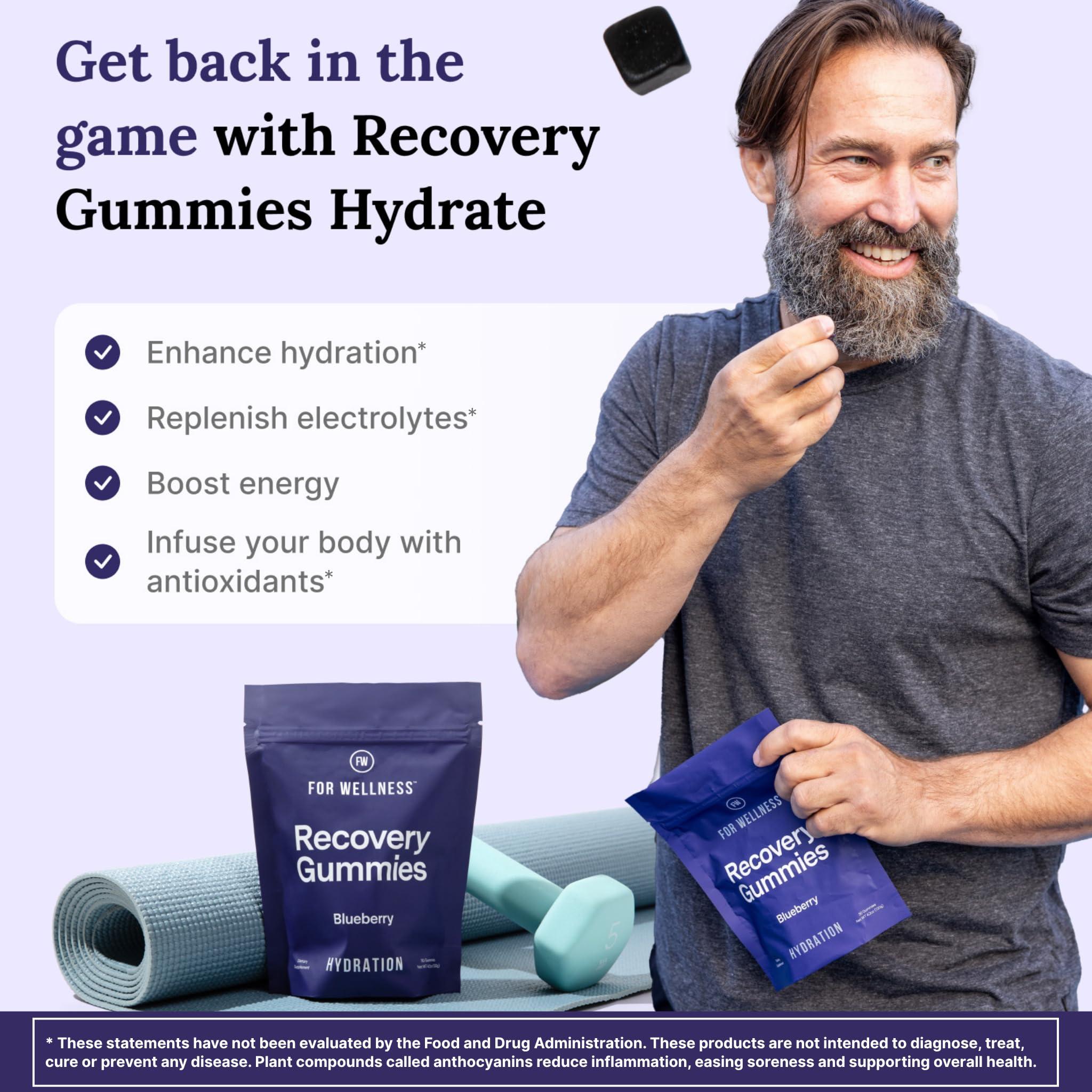 For Wellness Electrolyte Recovery Gummies Blueberry Flavor Hydration Gummies with VitaBlue Blueberries & Electrolytes - Exercise Recovery, Energy Boost, Replenishment & Antioxidants Non-GMO, Vegan, Gluten-Free